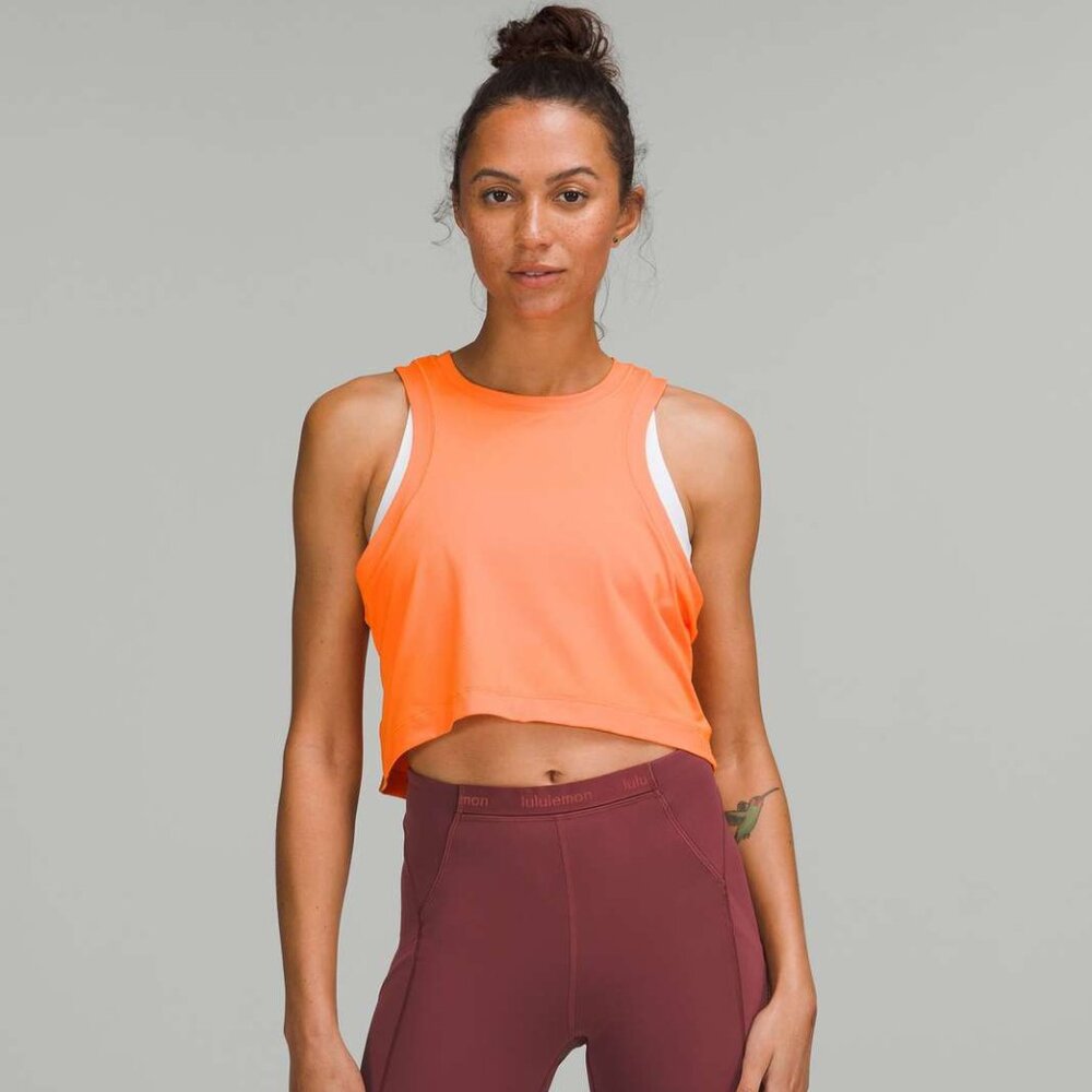 Lululemon Open-Back Cropped Training Tank Top Orange Soda